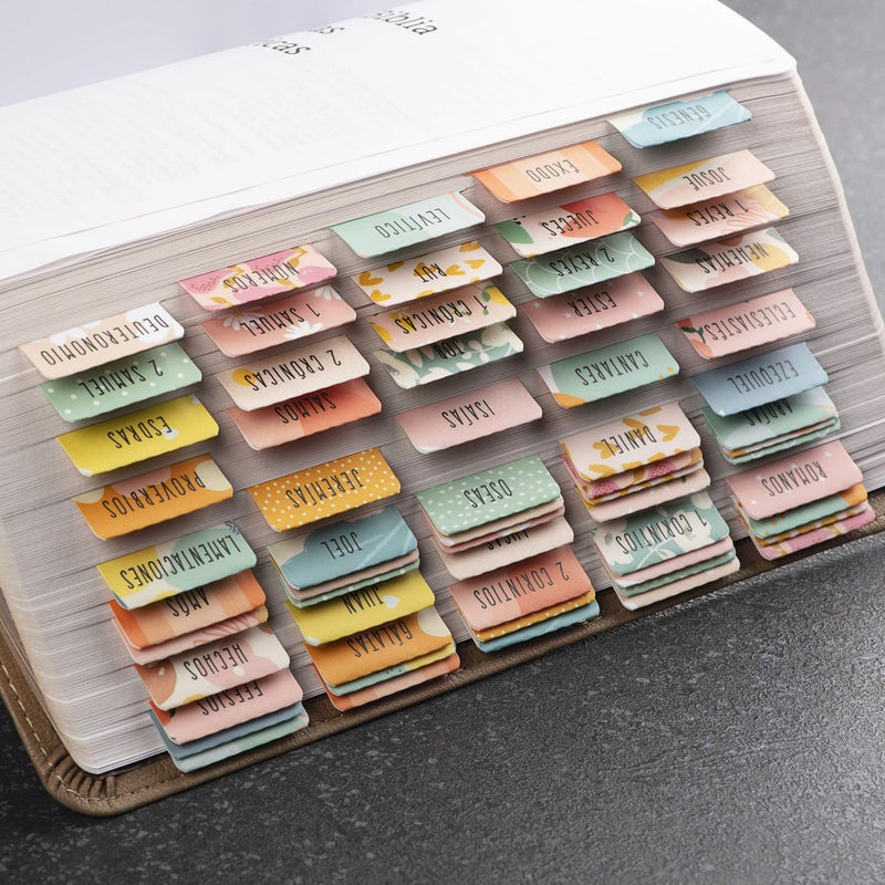 DiverseBee Spanish Bible Tabs (Large Print, Easy to Read), Bible Journaling Book Tabs, Christian Gift, 66 Bible Tabs Old and New Testament, Includes Catholic Books and 9 Blank Tabs - Alegria Theme - Image 2